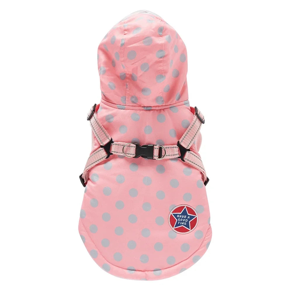 Winter Pet Dog Waterproof Clothes with Harness Warm Coat Cotton Hooded Jacket for Small Dogs Cat Chihuahua Coat Pet Supplies