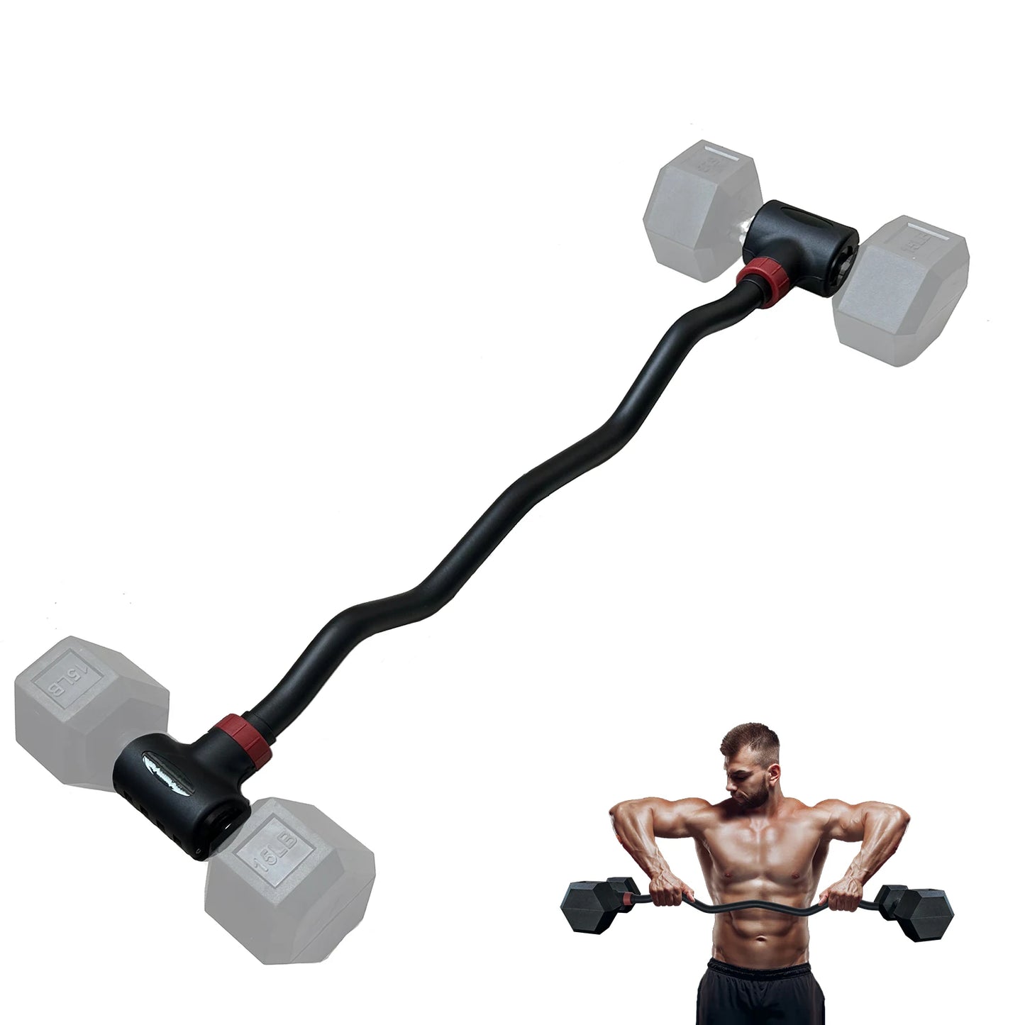 Adjustable Dumbbell Converter to Barbell Set and Kettlebell for Home Fitness Adjustable Up to 200lb