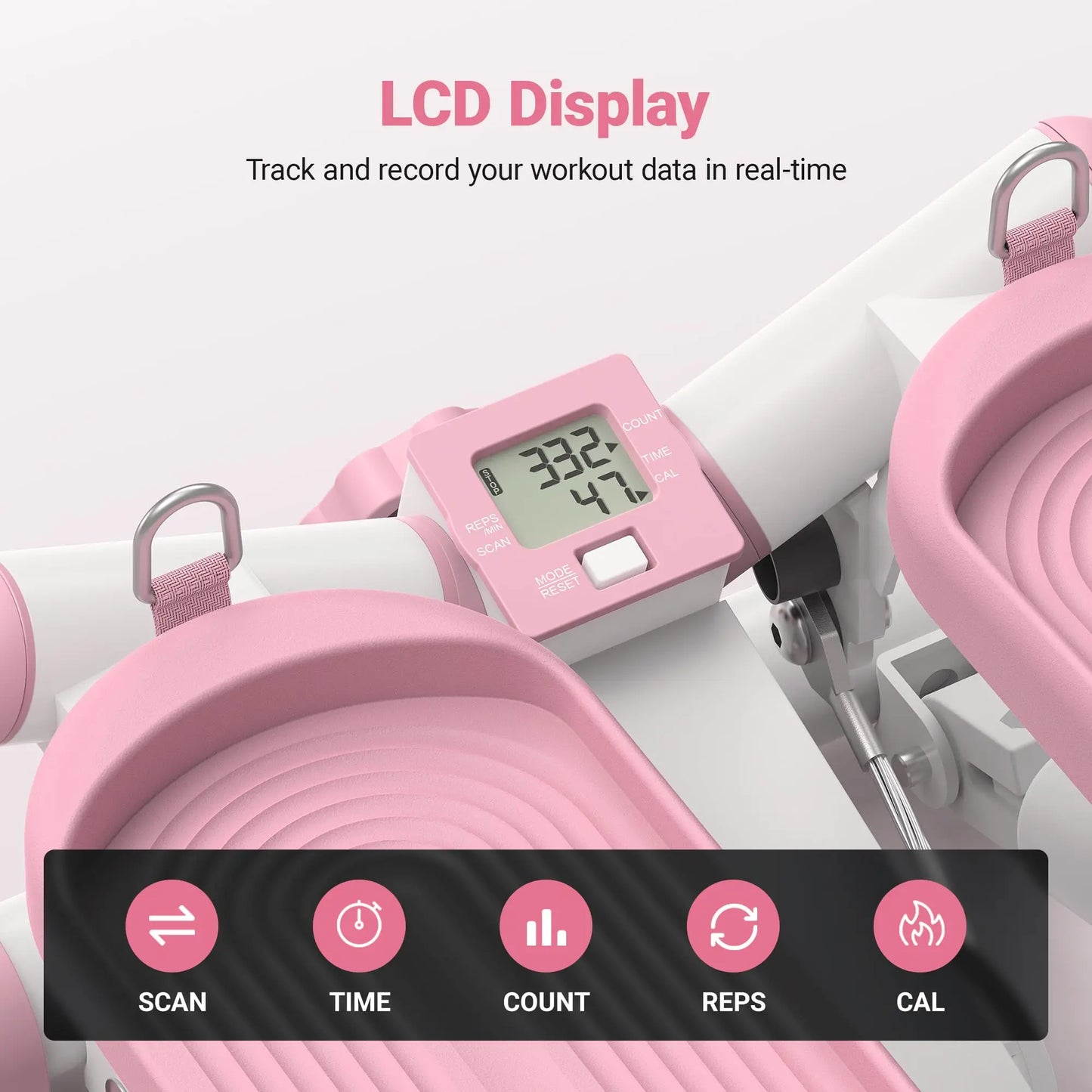 Mini Twist Stepper with 330LB Capacity for Cardio & Strength Training (Pink)