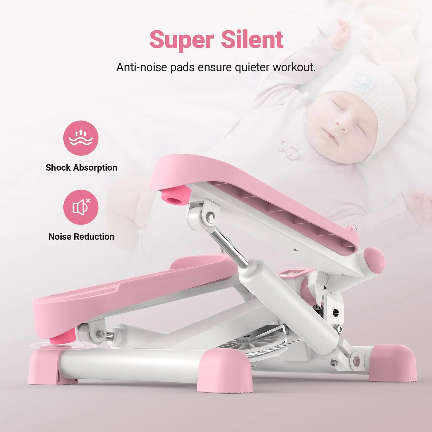 Mini Twist Stepper with 330LB Capacity for Cardio & Strength Training (Pink)