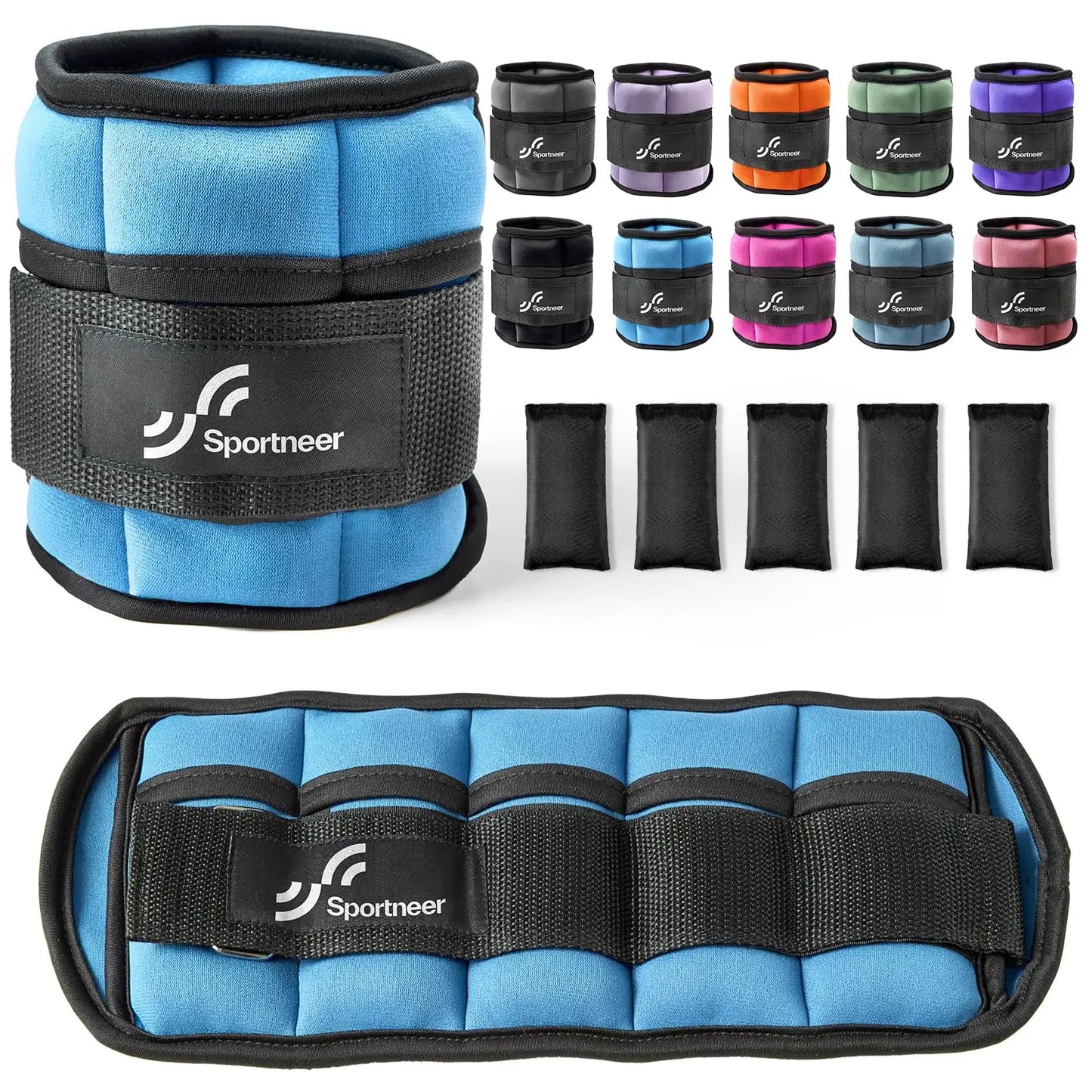 Sportneer Adjustable Ankle Weights 1Pair 10lb Leg Weight Straps for Women Men Workout