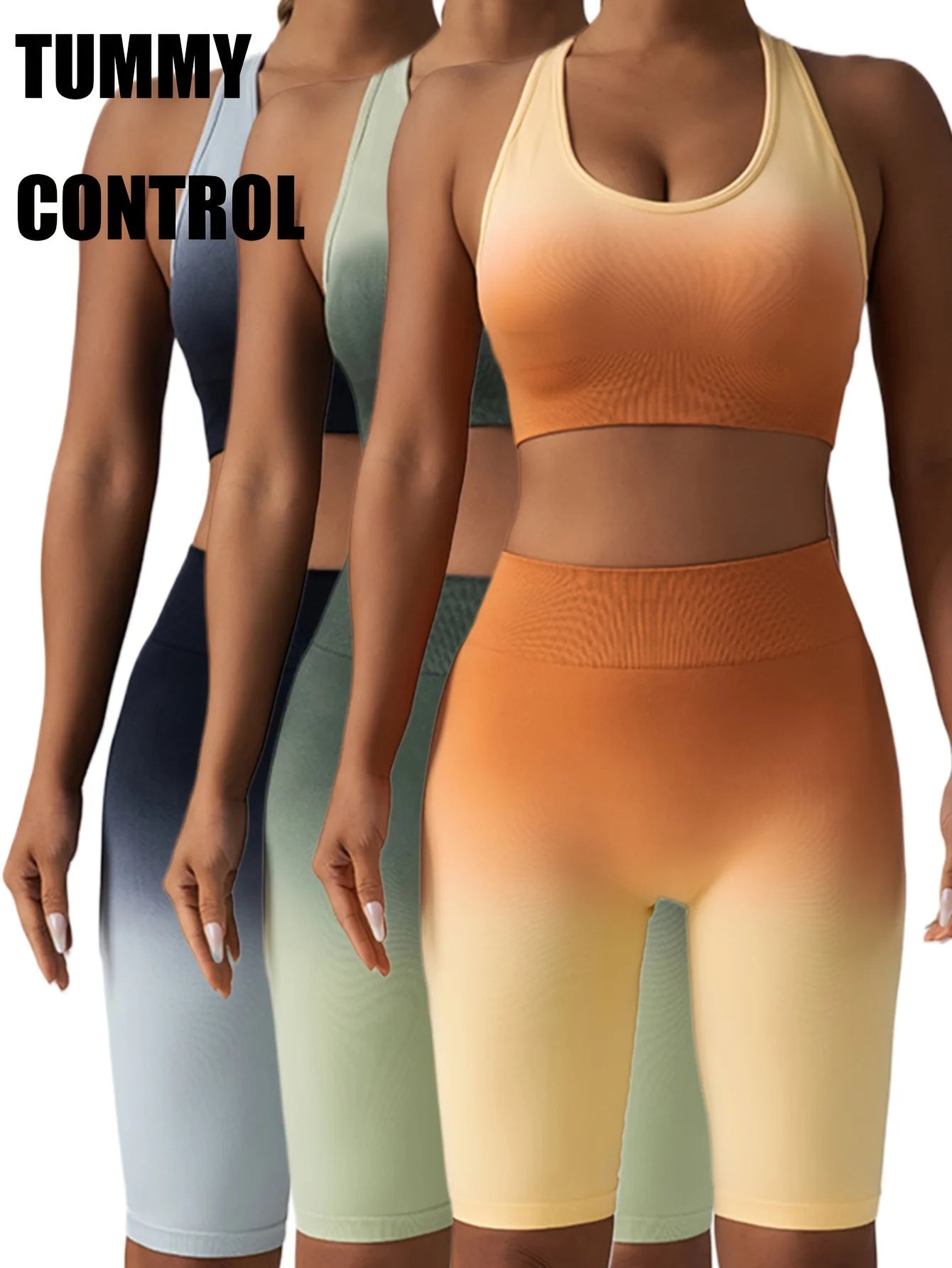 3 Pack US Local Women's Yoga Shorts Tummy Control Seamless Ruched Booty Workout