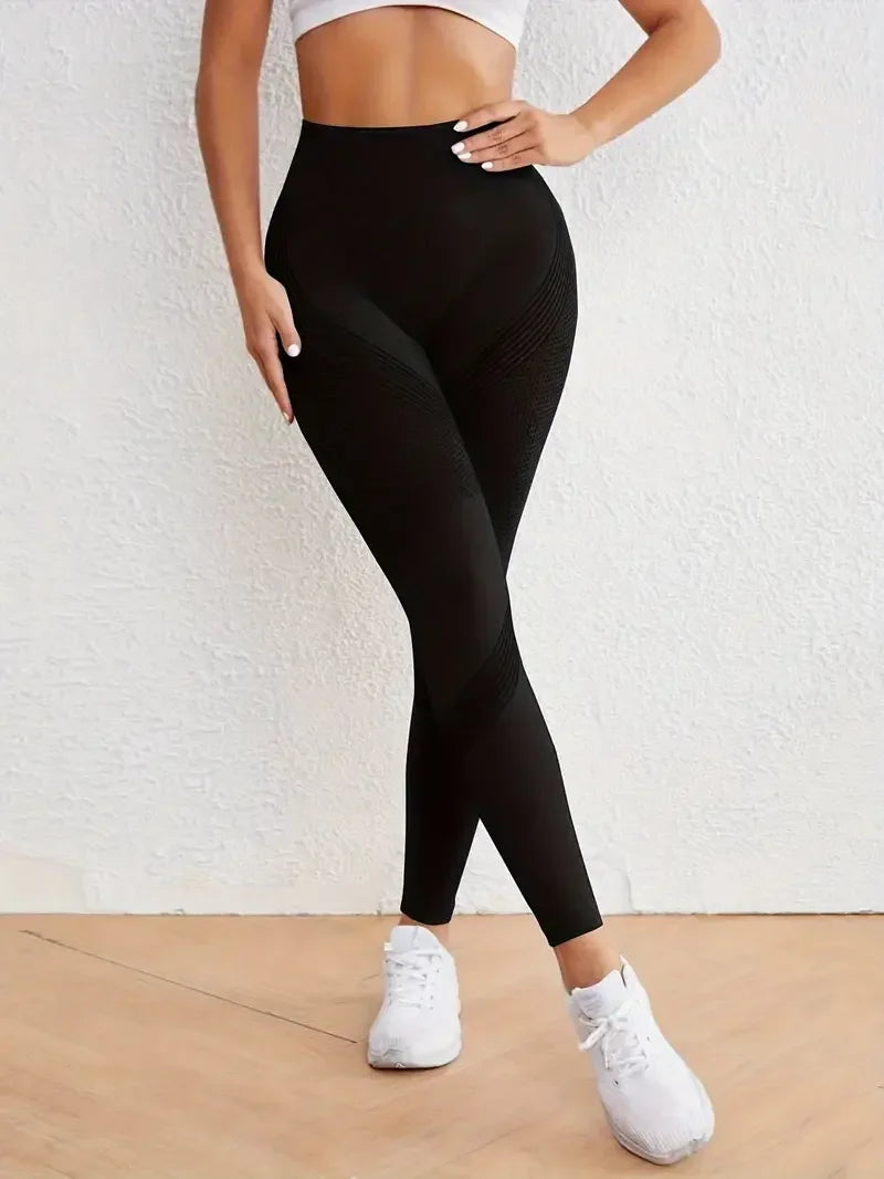 Solid color fitness yoga sports pants with tummy control