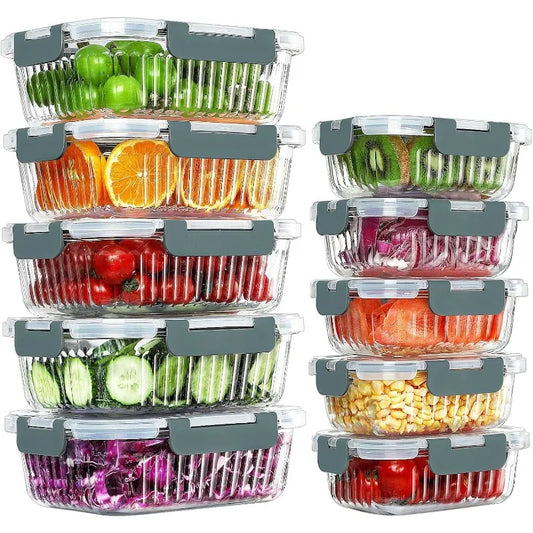 10 Pack Glass Meal Prep & Food Storage Containers Set, with Airtight Lids