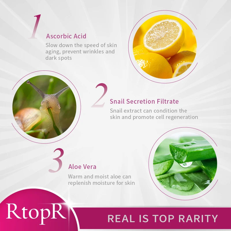 Hyaluronic Vitamin C Snail Serum Anti-Aging Remove Wrinkles Whitening Moisturizing 20ml