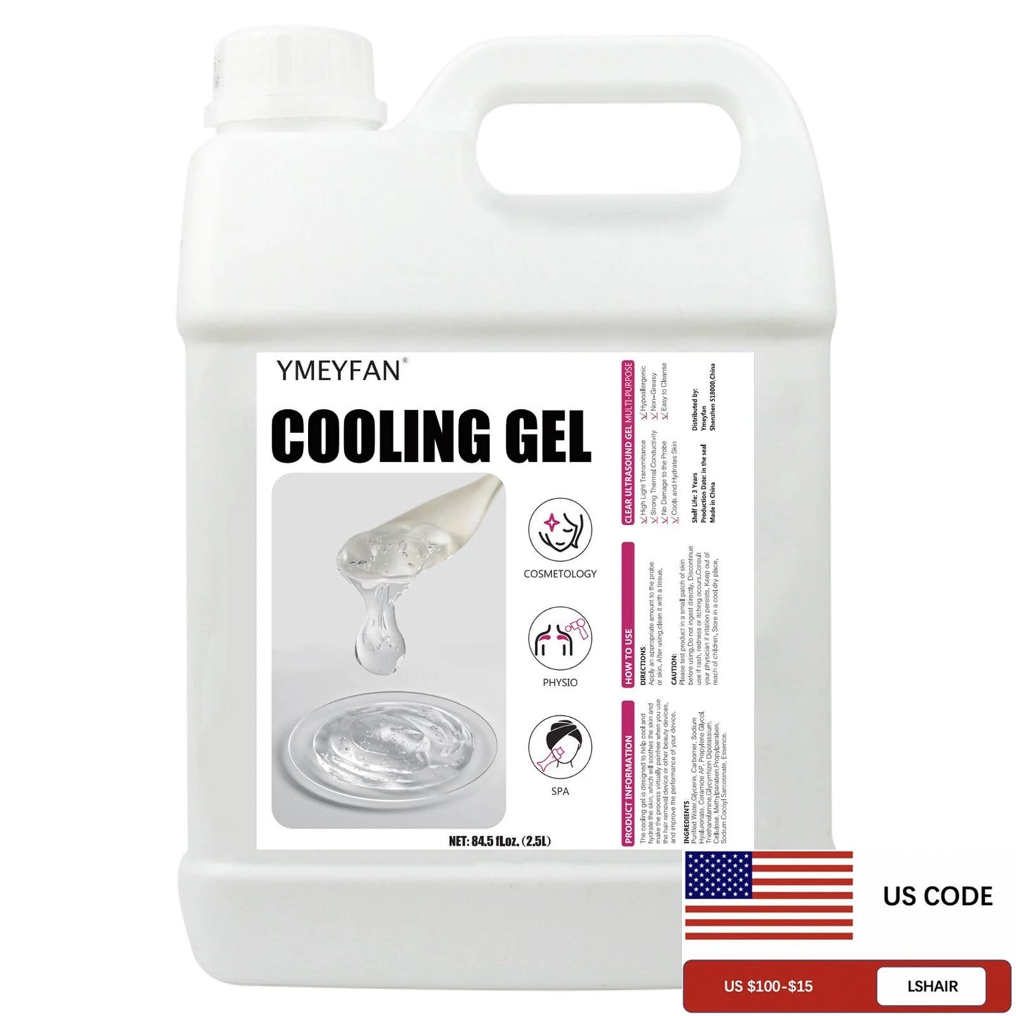 84.5oz Cooling Gel Conductor Radiofrequency and Cavitation Conductive Gel for Ultrasonic Machine Face Microcurrent EMS HIFU