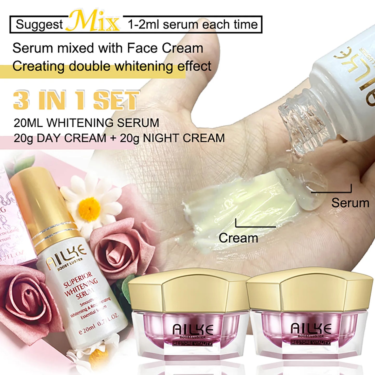 AILKE Face Cream With Hyaluronic Acid For Whitening Moisturizing