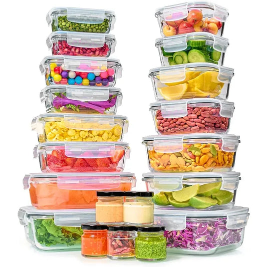 40-Piece Glass Food Storage Container Set with Airtight Lids