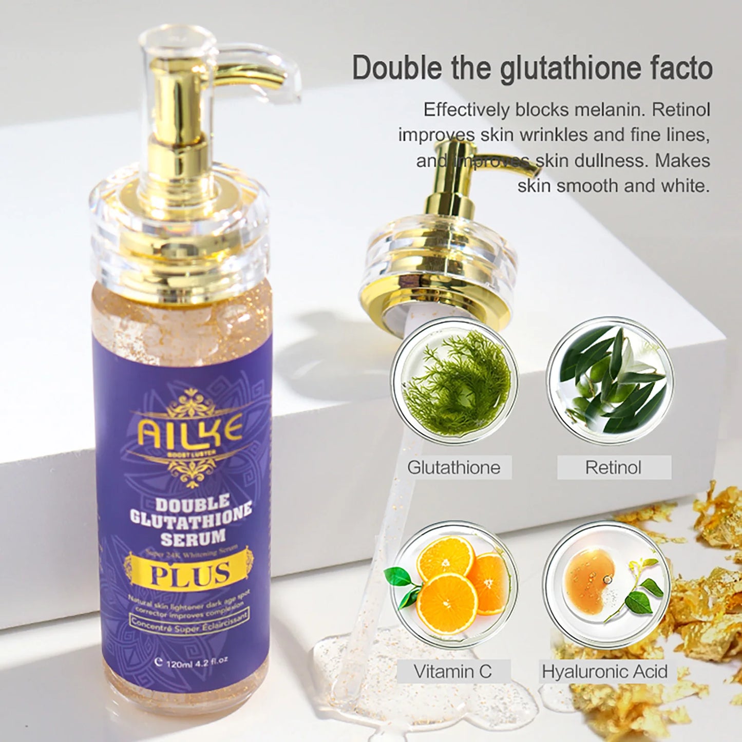 AILKE Glutathione PLUS Skin Care Set Advanced Lightening Lotion Moisturizes Softens Skin for Men Women