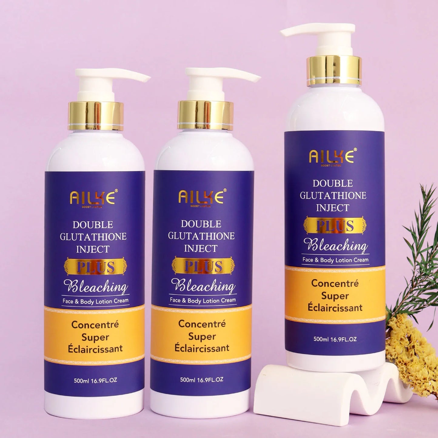 AILKE Glutathione PLUS Skin Care Set Advanced Lightening Lotion Moisturizes Softens Skin for Men Women