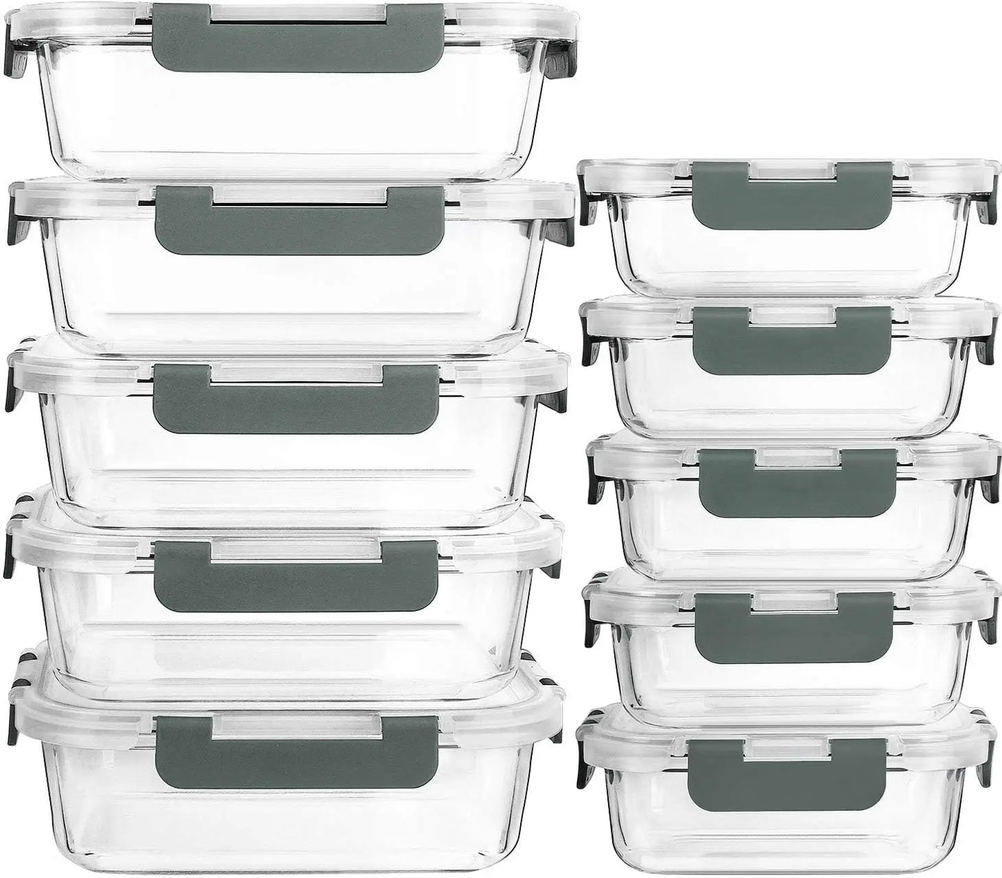 [10-Pack] Glass Meal Prep Containers W/ Lids, Airtight Storage