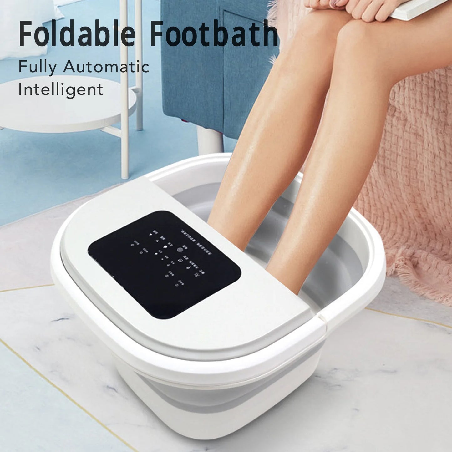 Foot Soak Tub Smart Foldable 420W 8L Large Capacity Heating Foot Massager Spa Soaker with 8 Set Rollers
