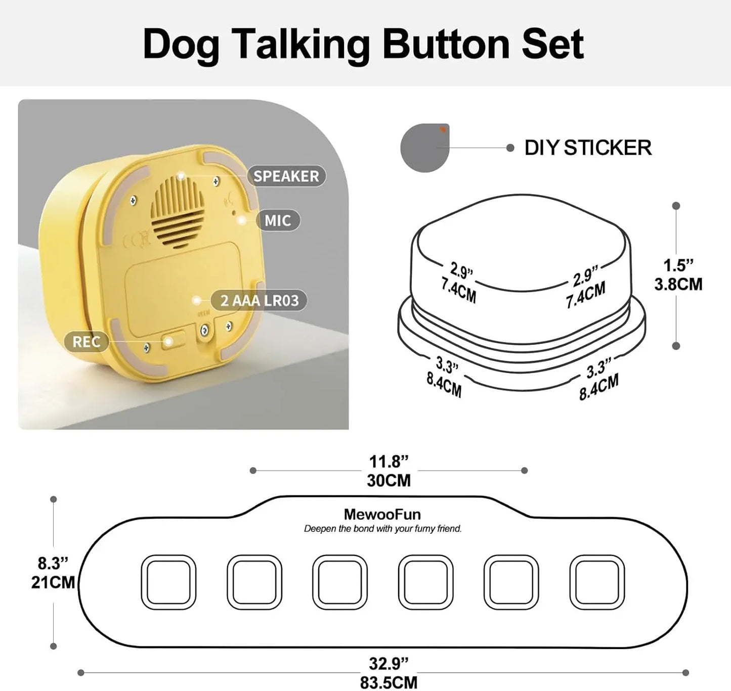Mewoofun Dog Buttons Training Words Dog Talking Training Buttons Set 6 Packs for Communication Starter Pack