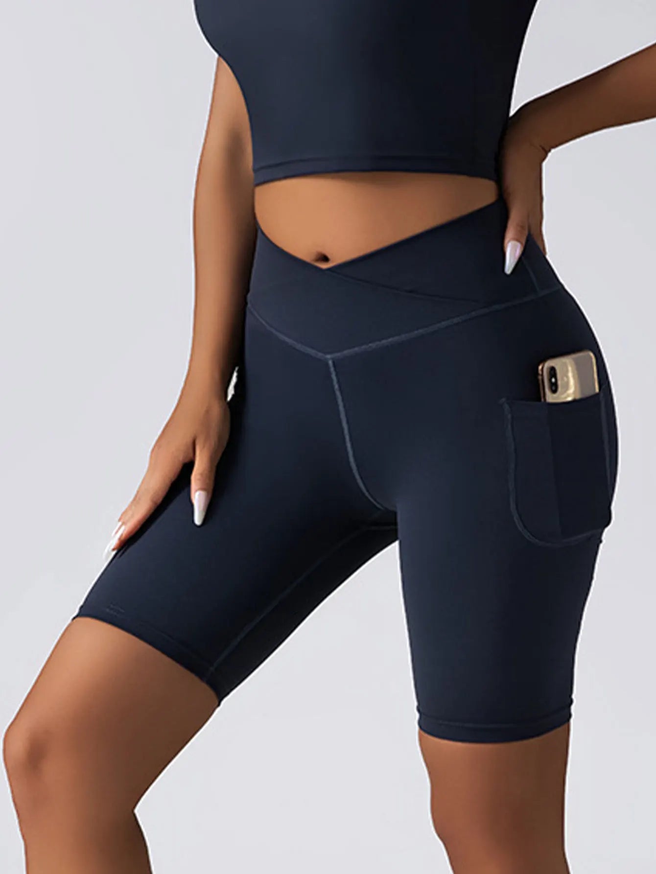 3 Pack High-Waist Yoga Workout and Running Shorts with Tummy Control & Pockets