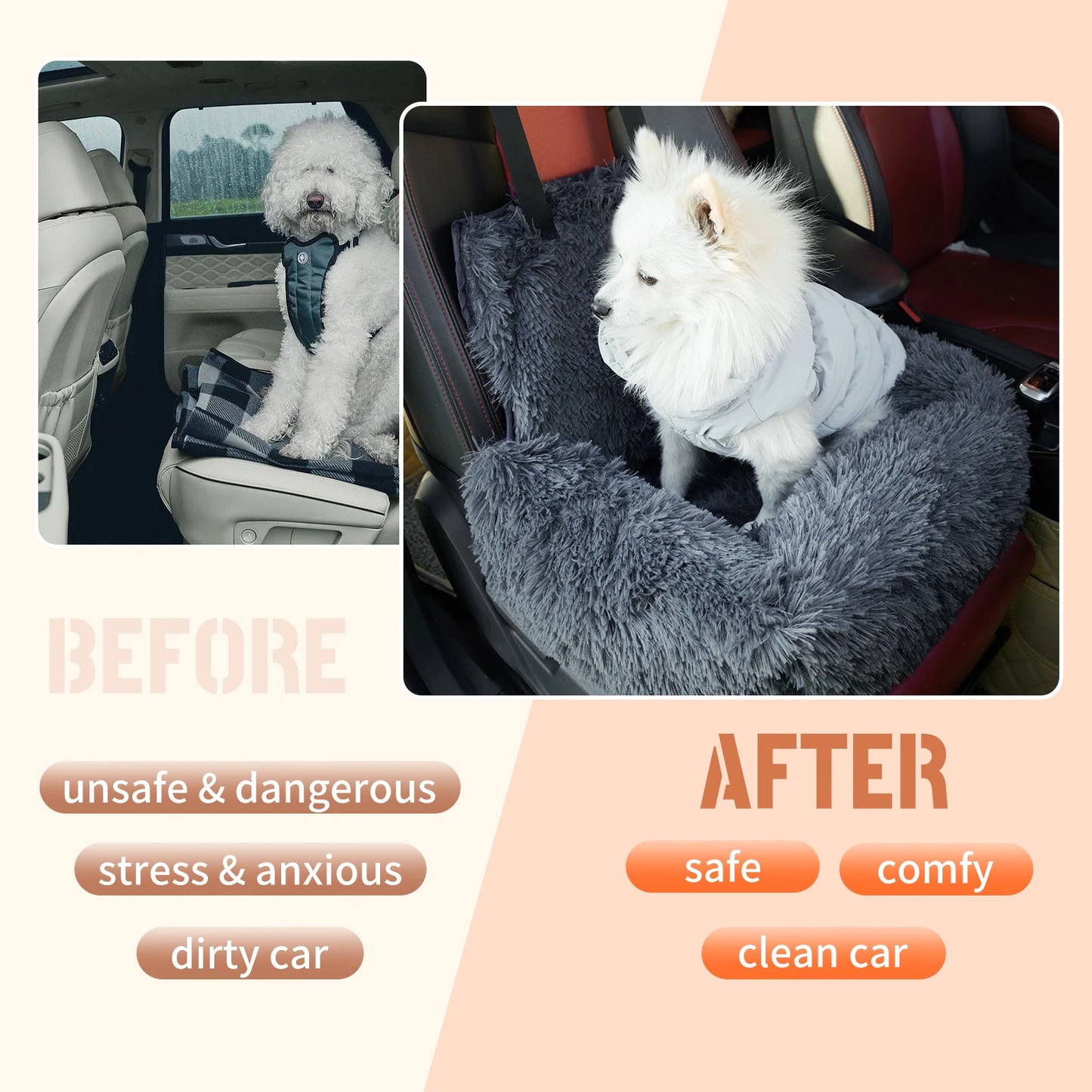 Large Dog Car Seat: Plush, Washable, Dual-Pet Safety