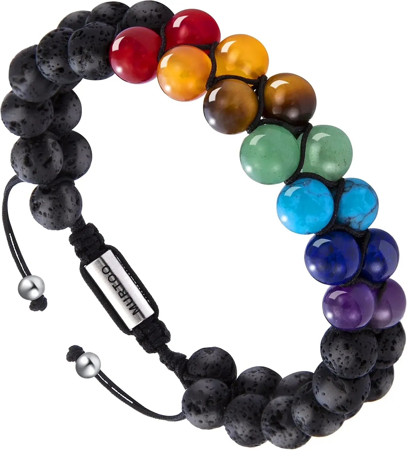 Bead Chakra Bracelets for Men and Women Double-Layered Healing Yoga Crystals Beaded Bracelet Natural Stone Mens Bracelet