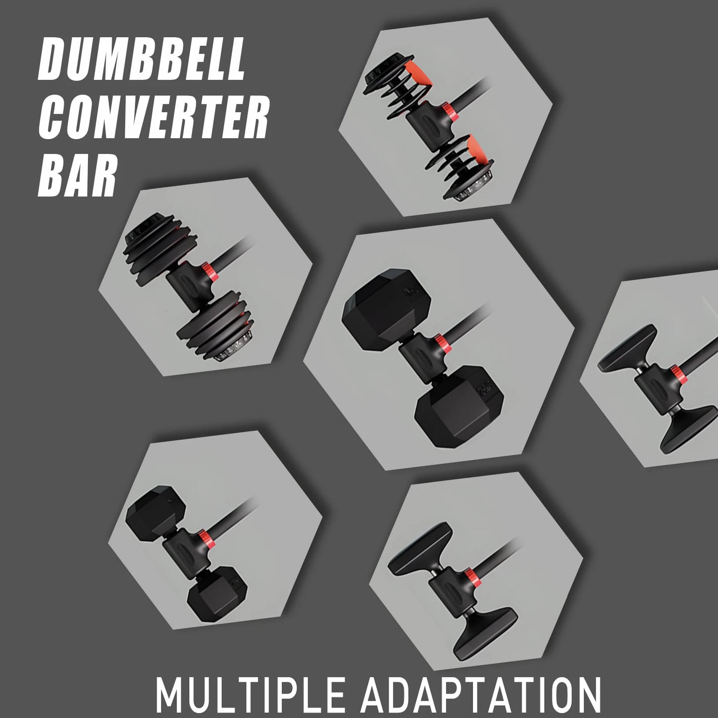 Adjustable Dumbbell Converter to Barbell Set and Kettlebell for Home Fitness Adjustable Up to 200lb