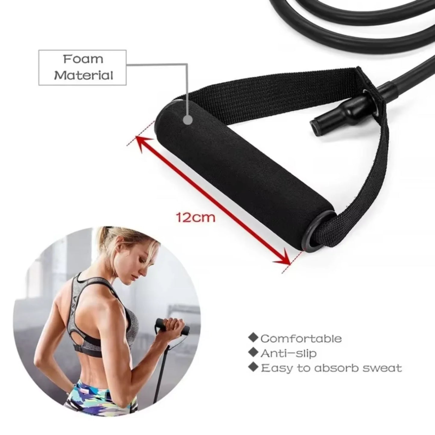 Resistance Band with Elastic Fitness Tube Handles