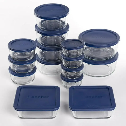 30-Piece Glass Food Storage Container Set with Airtight Lids