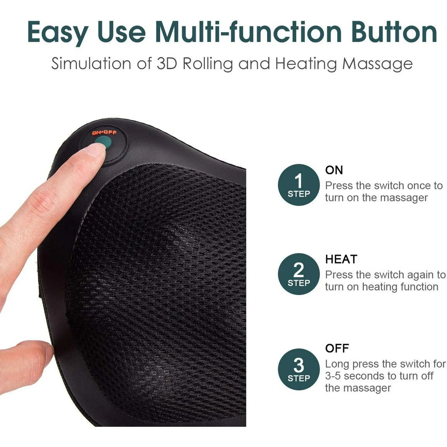 8 Head Electric Back Massager With Heat Deep Tissue Neck Massage Pillow for Shoulder Foot Body at Home Car