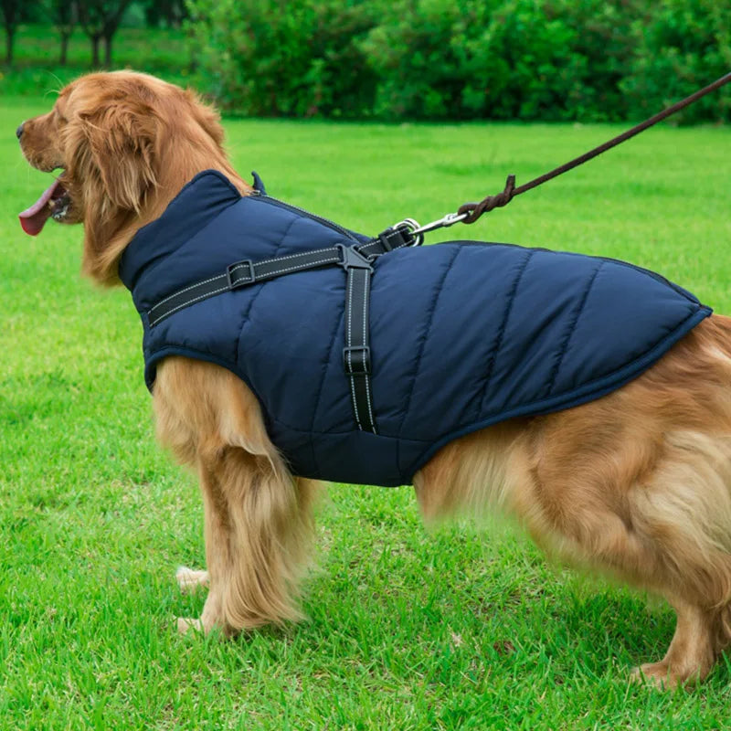 Winter Warm Dog Jacket Waterproof Pet Coat for Small Large Dogs Fleece with Harness Puppy Vest Chihuahua Labrador Costume