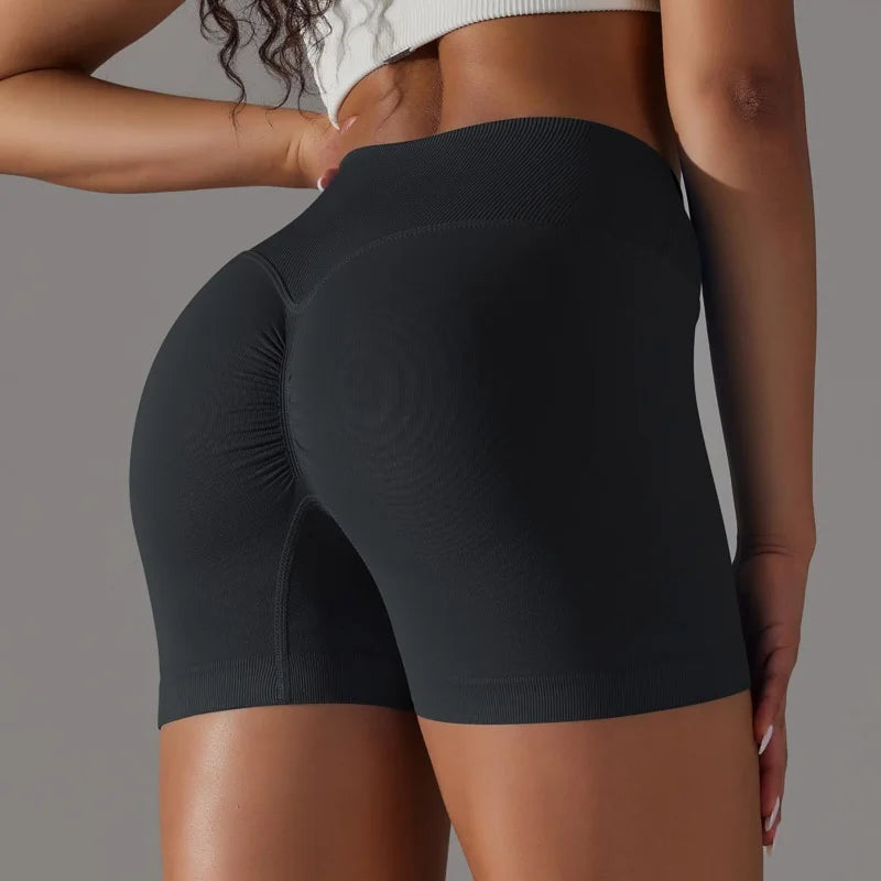 3 Pieces Women Solid Peach Hip Sports Pants High Waist Breathable Yoga Shorts