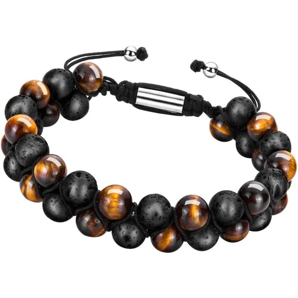 Bead Chakra Bracelets for Men and Women Double-Layered Healing Yoga Crystals Beaded Bracelet Natural Stone Mens Bracelet
