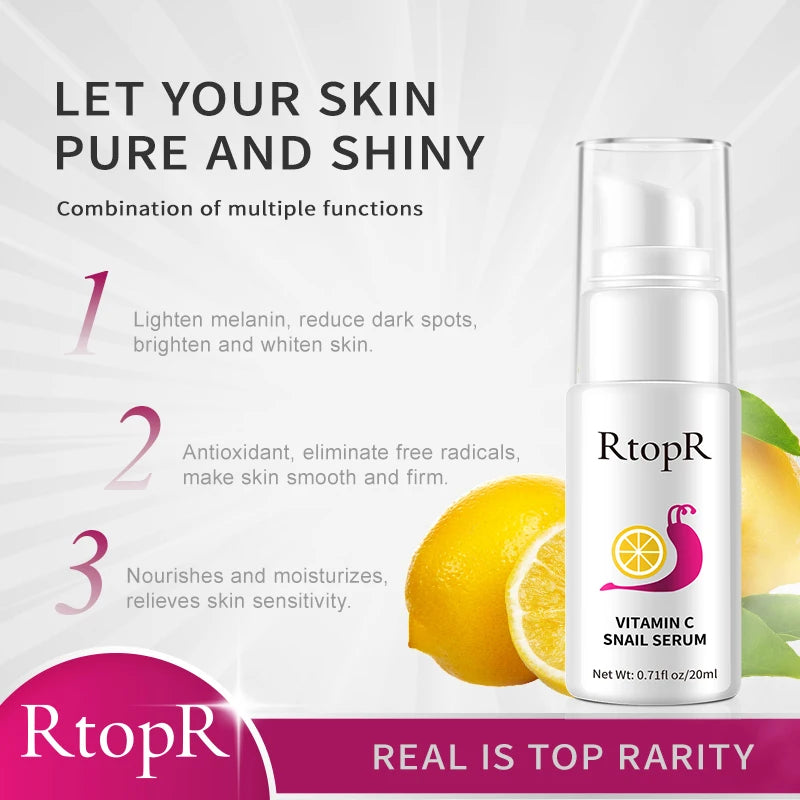 Hyaluronic Vitamin C Snail Serum Anti-Aging Remove Wrinkles Whitening Moisturizing 20ml