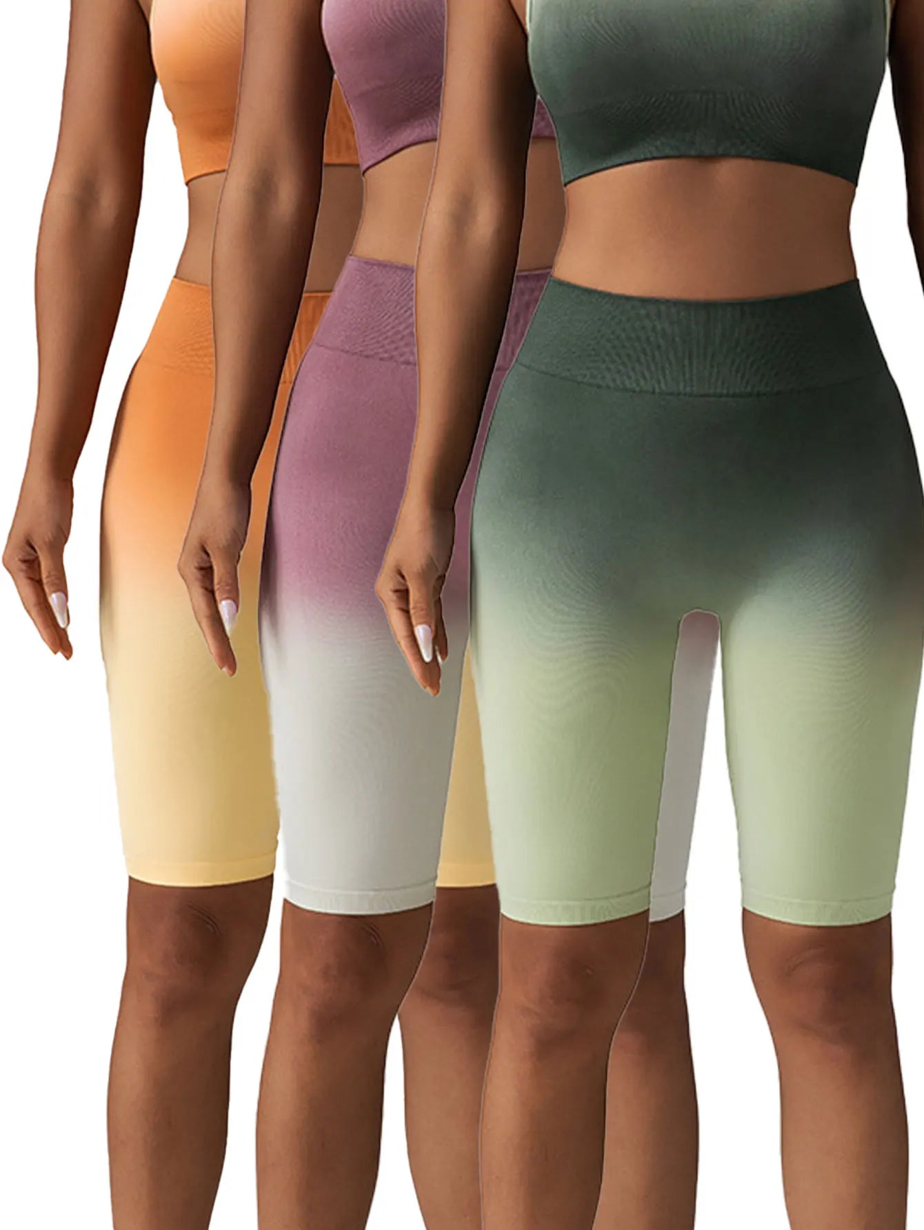 3 Pack US Local Women's Yoga Shorts Tummy Control Seamless Ruched Booty Workout