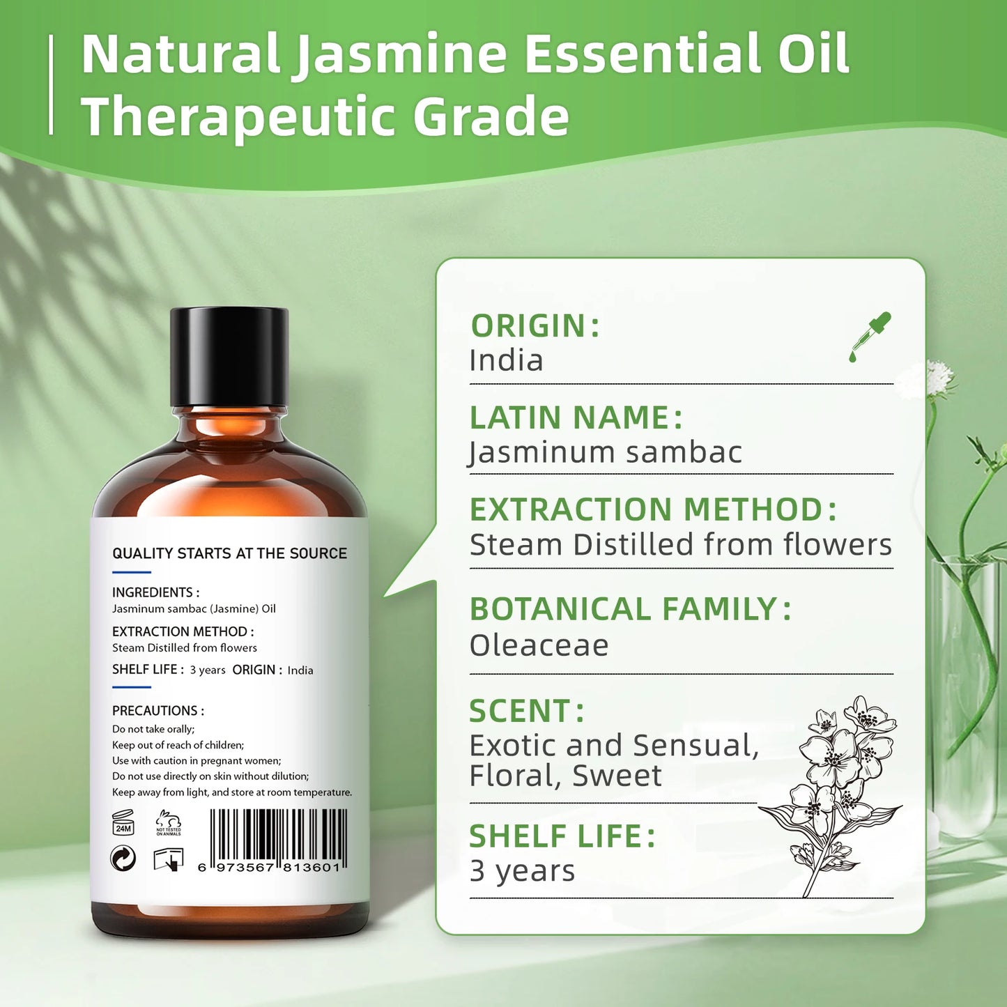 Jasmine Ylang Ylang Orange Essential Oil 100ml Pure Floral Blend