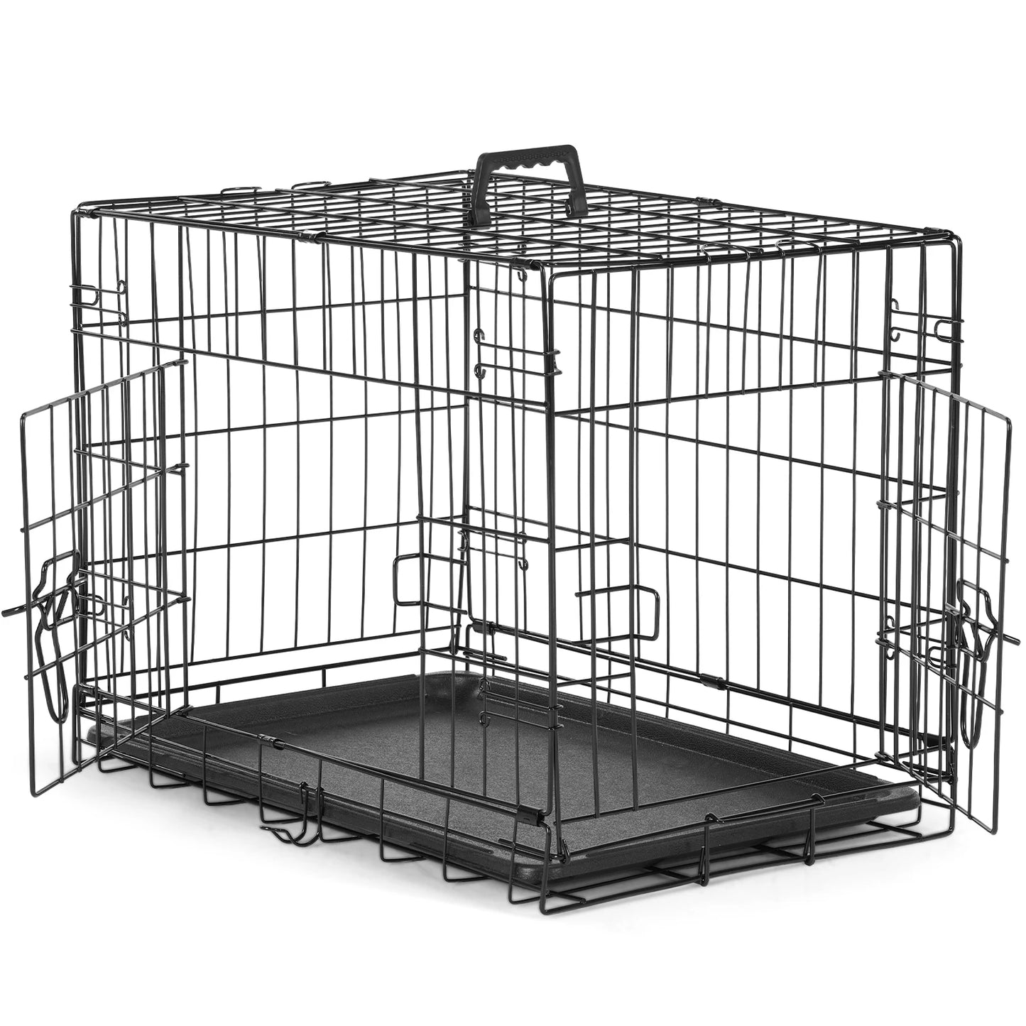 JHK Double Door Folding Metal Wire Dog Cage with Leak-Proof Pan Extra Large Pet Kennel for Indoor Outdoor Travel