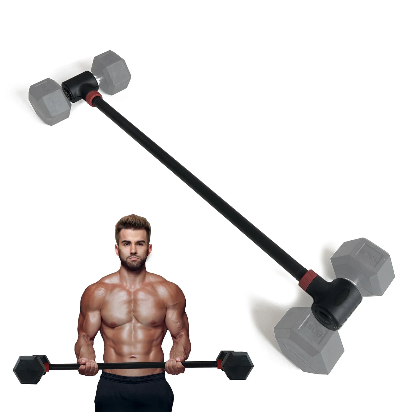 Adjustable Dumbbell Converter to Barbell Set and Kettlebell for Home Fitness Adjustable Up to 200lb