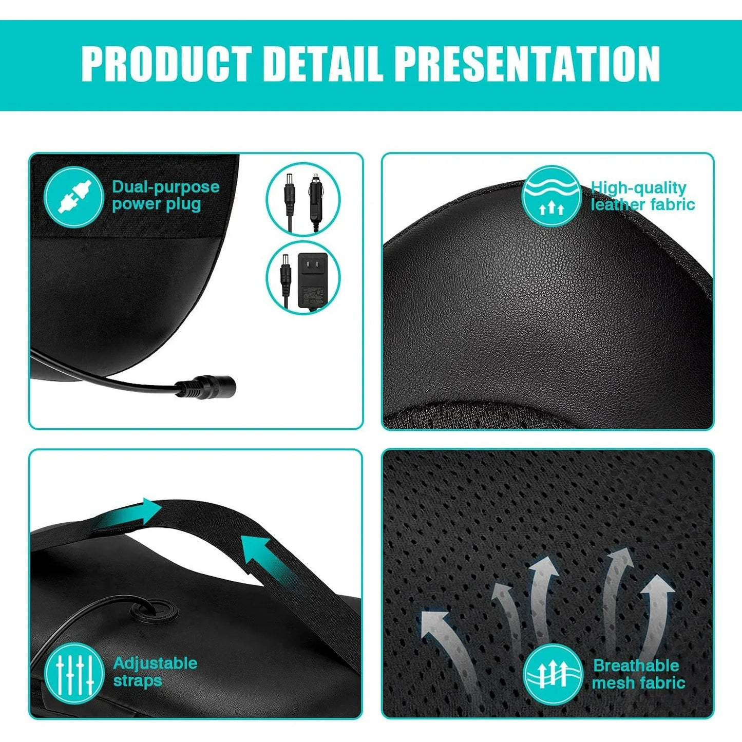 8 Head Electric Back Massager With Heat Deep Tissue Neck Massage Pillow for Shoulder Foot Body at Home Car