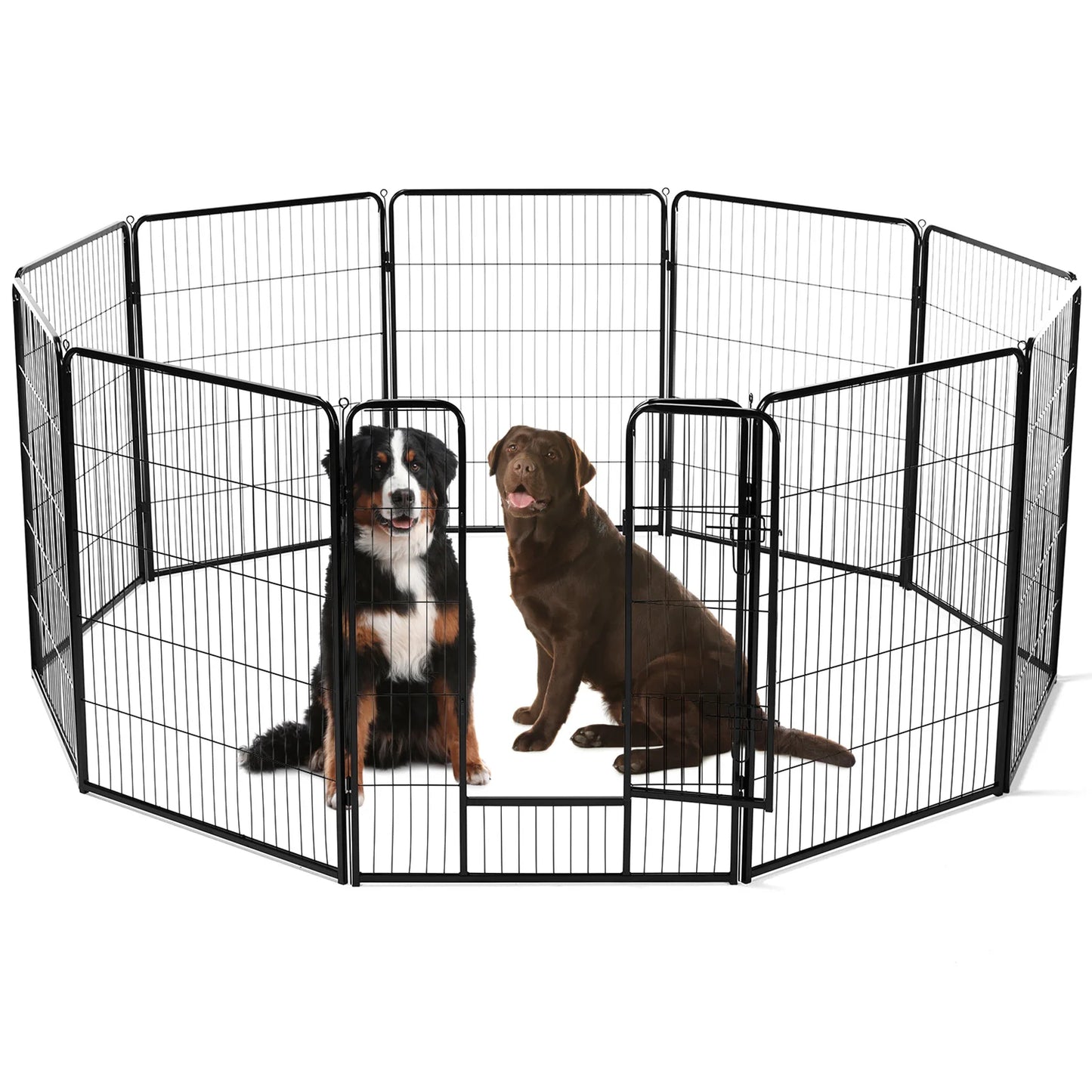 JHK 8 Panel Dog Playpen Indoor and Outdoor Metal Pet Fence Exercise Yard Gate Heavy Duty Crates with Doors