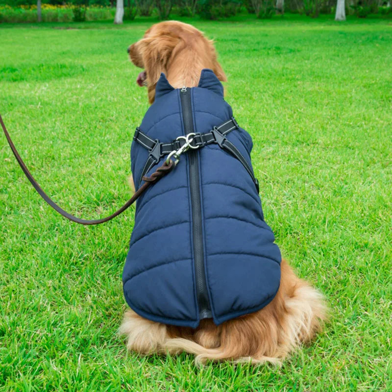 Winter Warm Dog Jacket Waterproof Pet Coat for Small Large Dogs Fleece with Harness Puppy Vest Chihuahua Labrador Costume