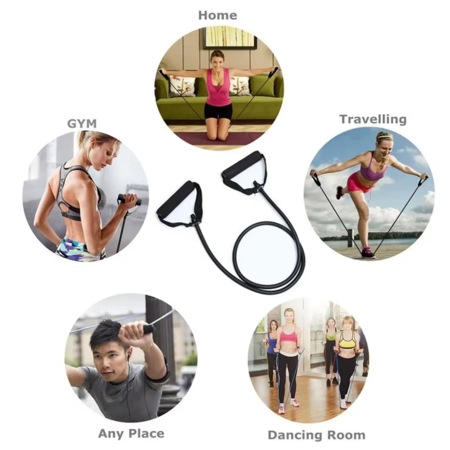 Resistance Band with Elastic Fitness Tube Handles