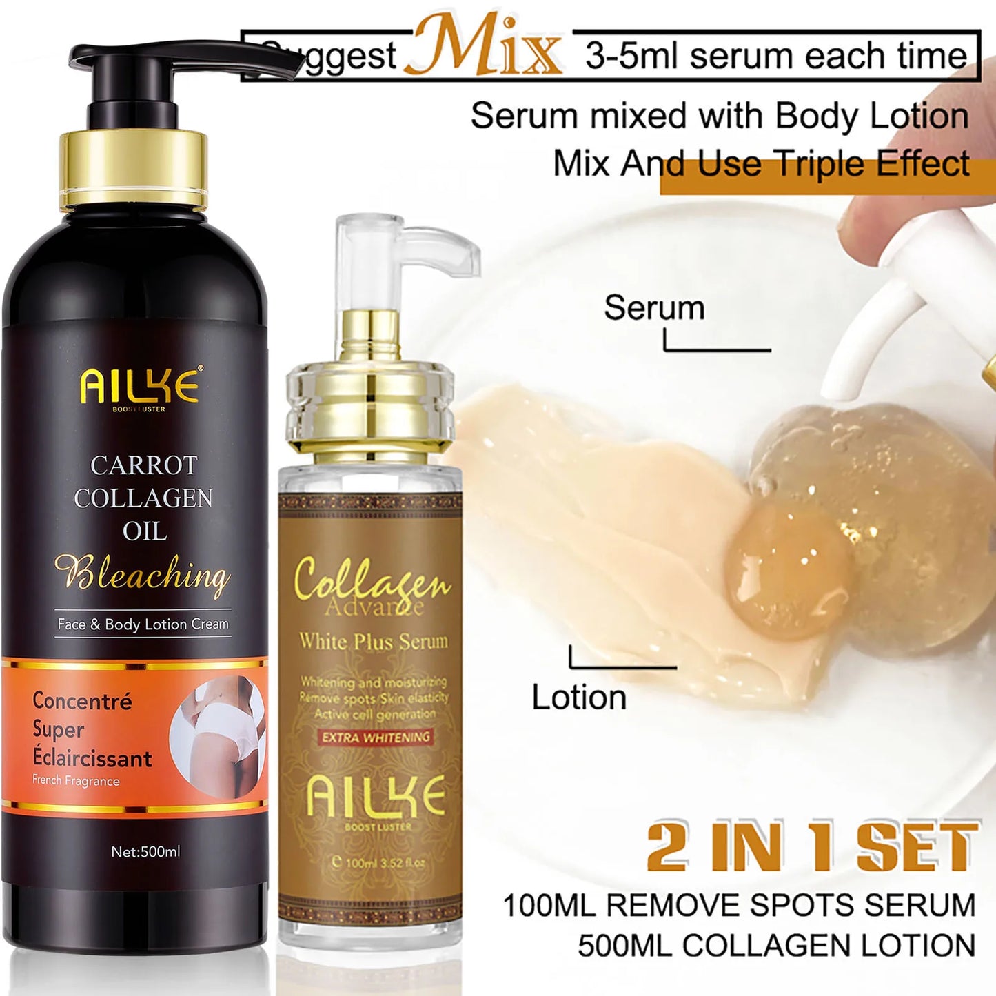 AILKE Collagen 5 in 1 Skin Care Kit Restore Skin Elasticity Smooth Brighten Even Tone Set