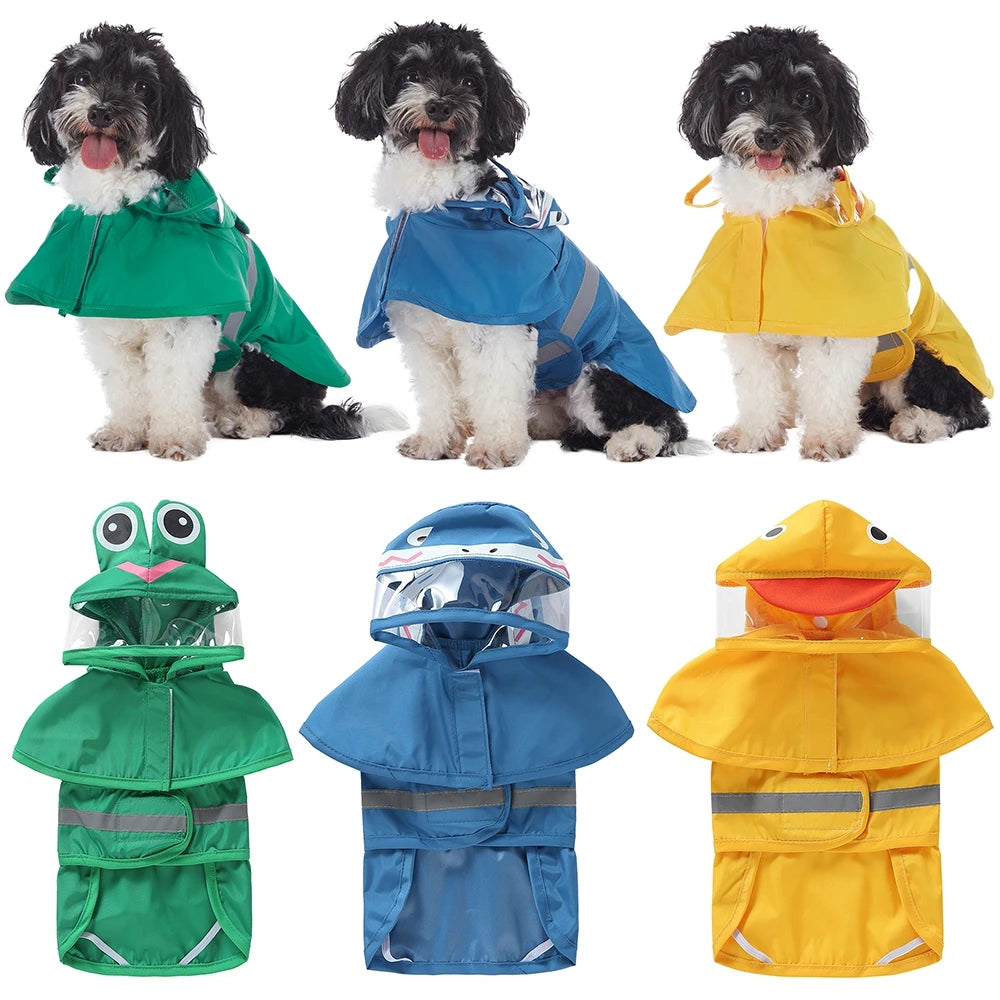 Fashionable Reflective Pet Dog Raincoat Cute Animal Raincoat Waterproof Hooded Jacket for Big Dogs