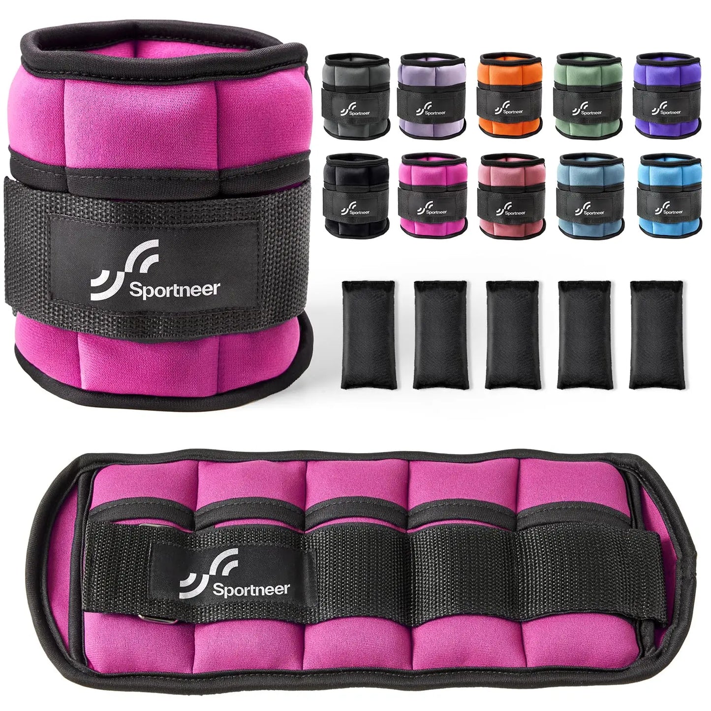 Sportneer Adjustable Ankle Weights 1Pair 10lb Leg Weight Straps for Women Men Workout