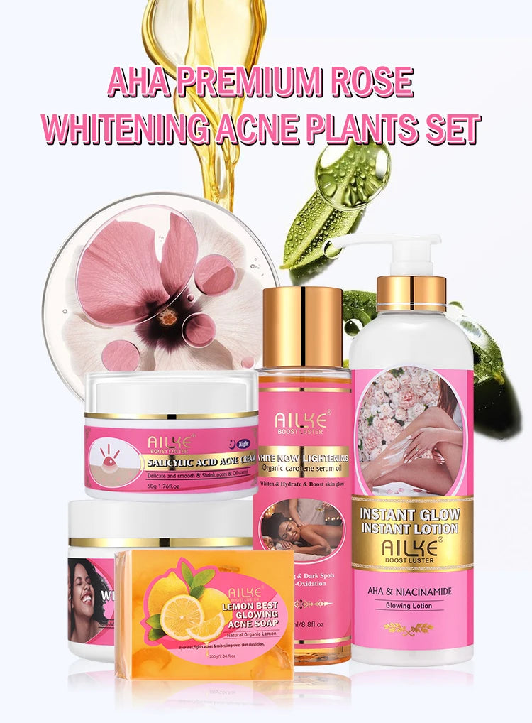 AILKE Natural Skin Cleansing Set Cleanses Darkness Stains Moisturizes Whitening Boost Radiance Organic Vegan