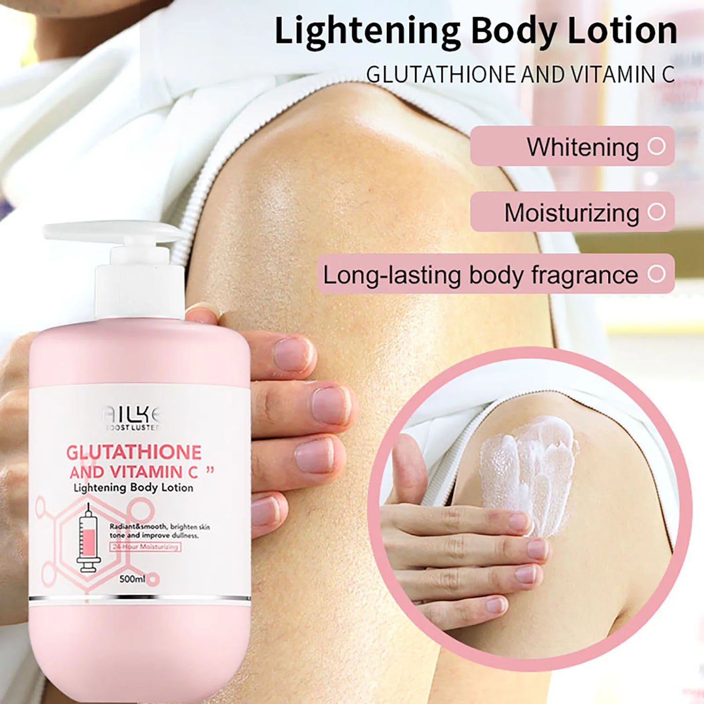 AILKE Vitamin C & Glutathione Brightening Body Lotion for Even Skin Tone and Lightening