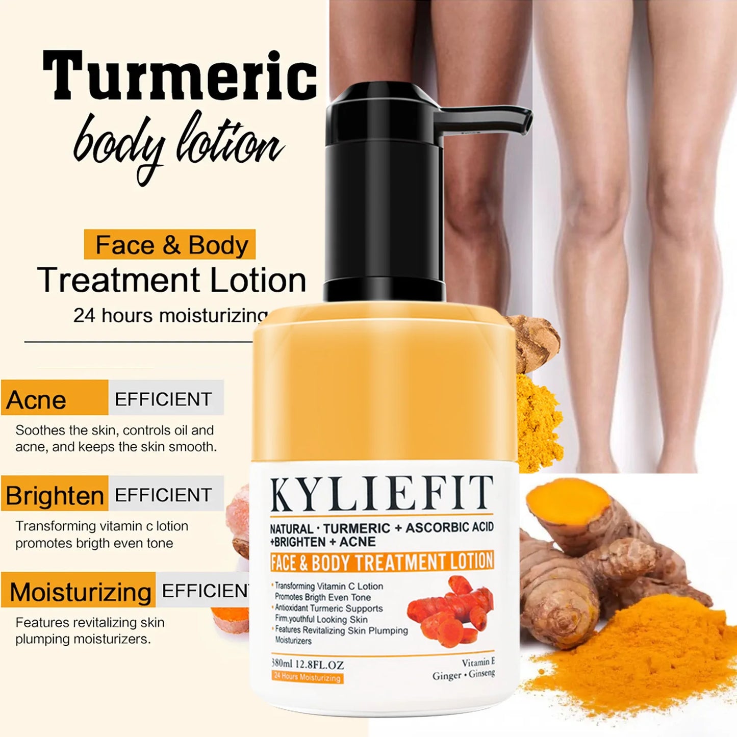 AILKE Organic Turmeric Skin Care Set Reduce Acne Cleaning Skin Exfoliation Whiten Tone