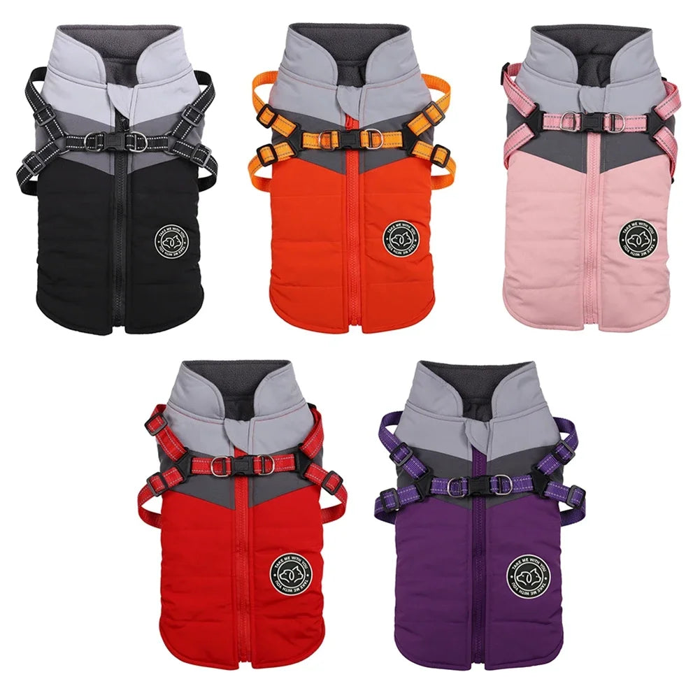 Winter Dog Harness Vest Clothes Puppy Clothing Waterproof Warm Pet Jacket Dog Clothes For Small Dogs Shih Tzu Chihuahua Pug Coat