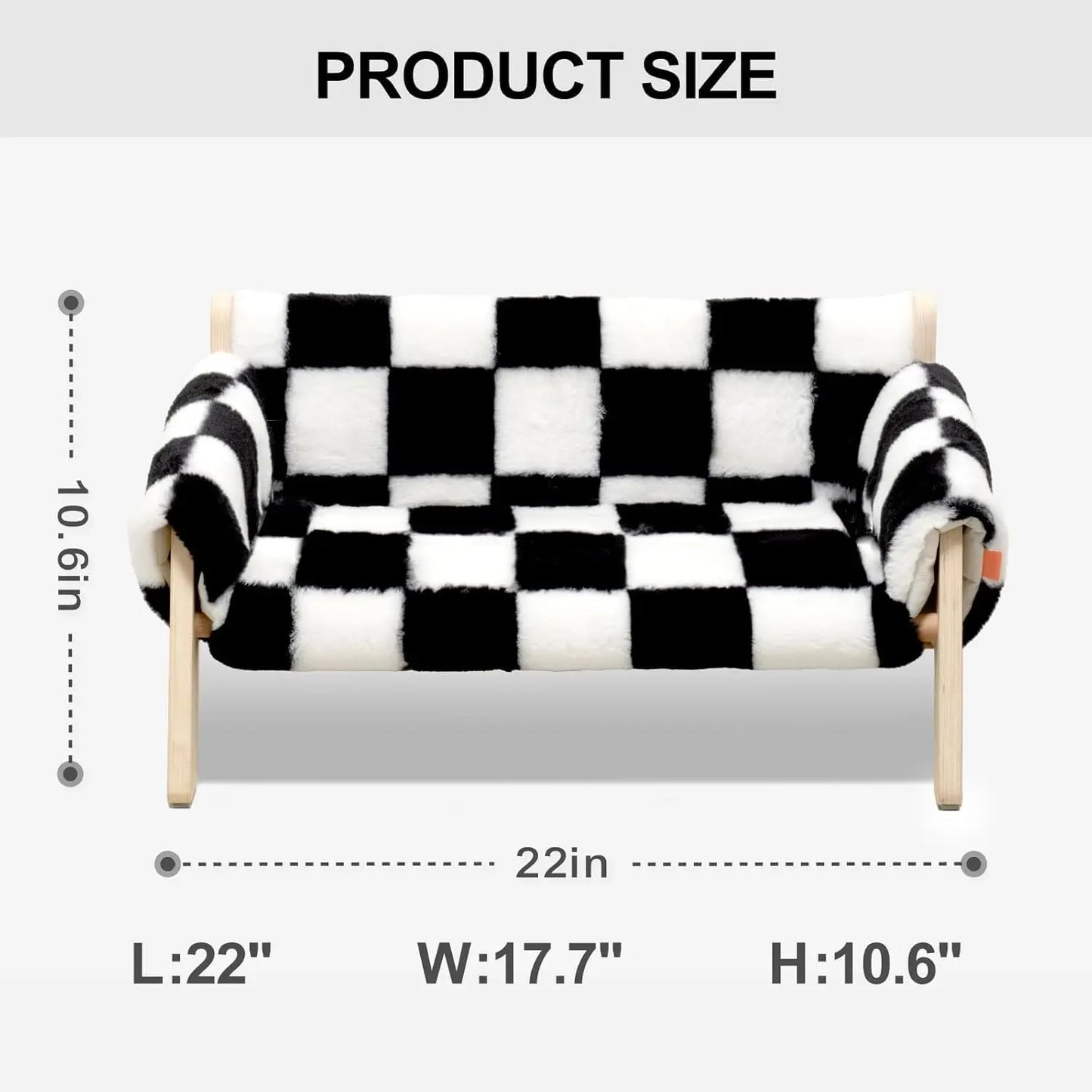 Mewoofun Cat Couch Bed Pet Sofa Wooden Indoor Elevated Bed with Removable Cover