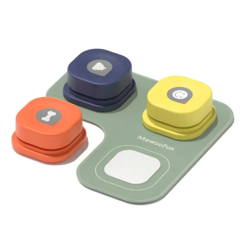 Mewoofun Dog Buttons with Rubber Mat Recordable Talking Buttons Set Communication Starter Pack for Dog Training