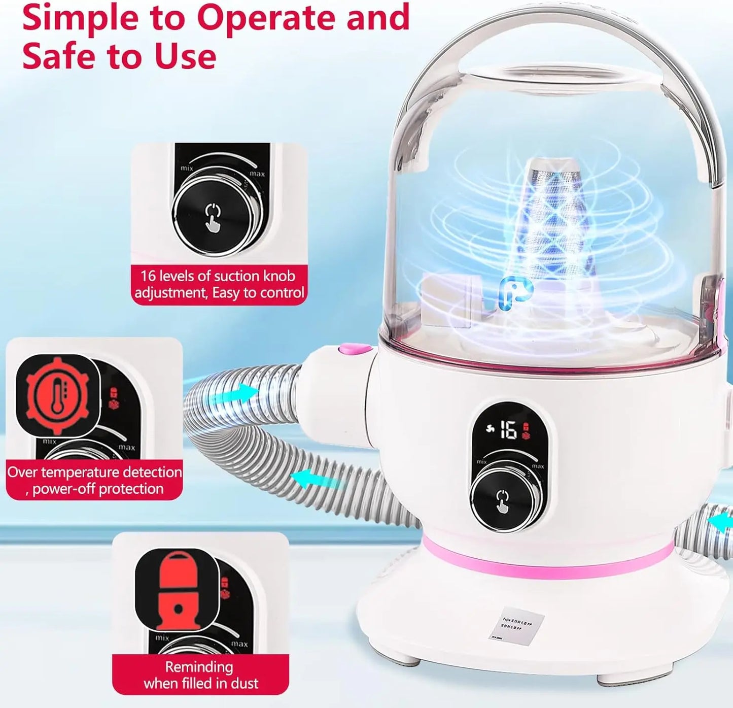 Pet Grooming Vacuum Dog Hair Vacuum Groomer Multi-Functional Pet Grooming Kits for Dogs Cats and More