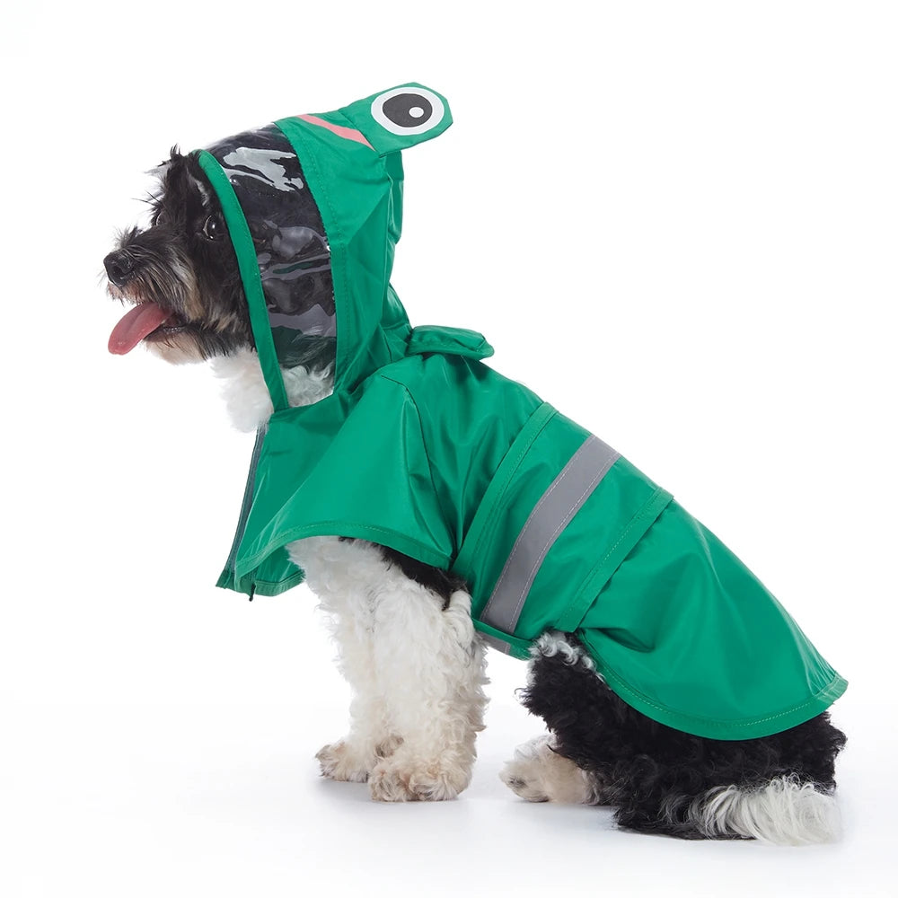 Fashionable Reflective Pet Dog Raincoat Cute Animal Raincoat Waterproof Hooded Jacket for Big Dogs