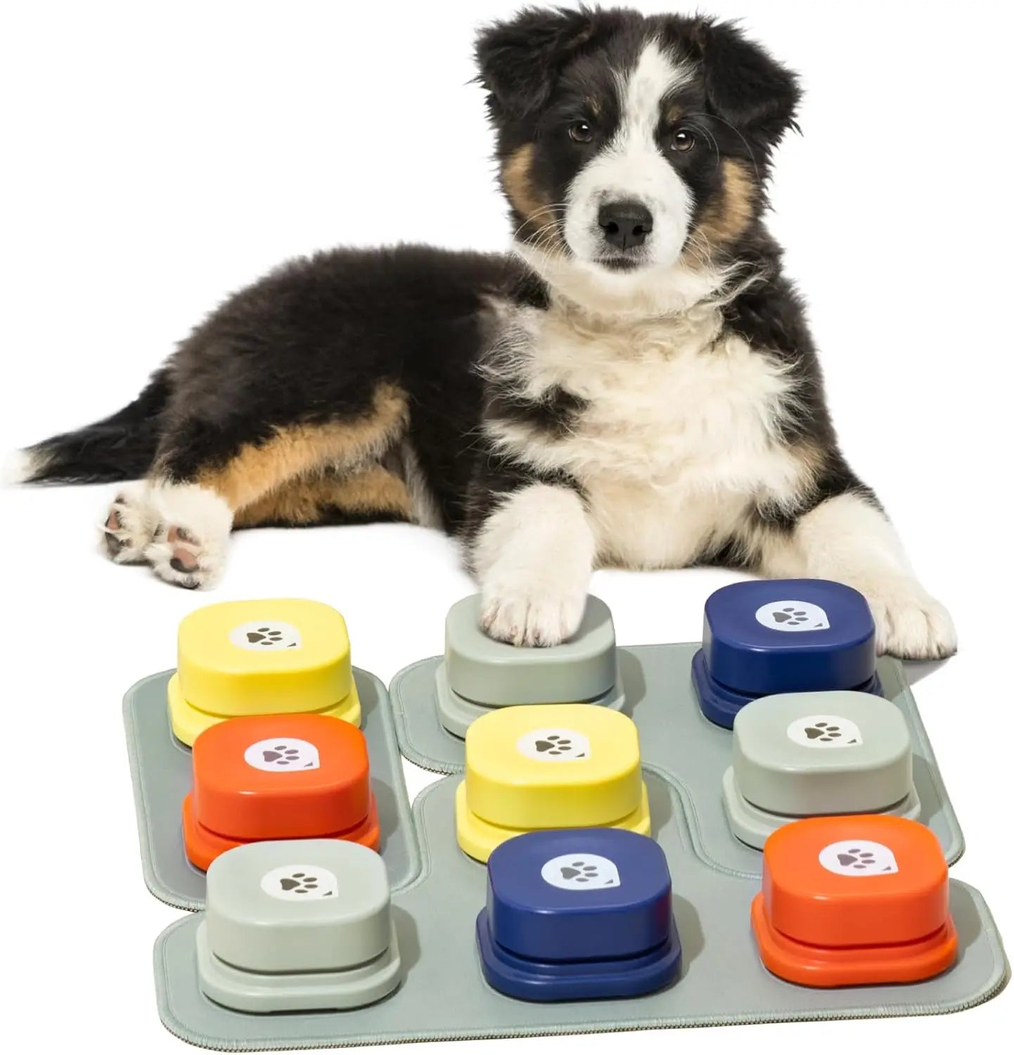 Mewoofun Dog Buttons with Rubber Mat Recordable Talking Buttons Set Communication Starter Pack for Dog Training