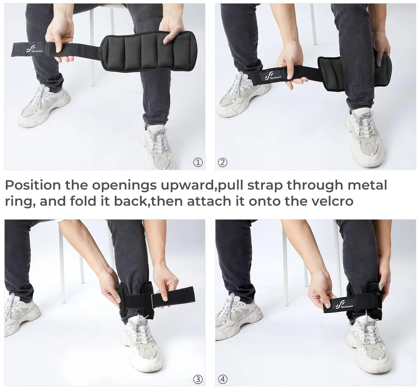 Sportneer Adjustable Ankle Weights 1Pair 10lb Leg Weight Straps for Women Men Workout