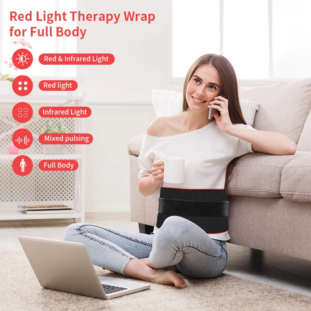 Red Light Therapy Pad for Body 31 x 11 Dual Chip 660nm 850nm LED Infrared Device for Waist Back Shoulder Muscle Relax
